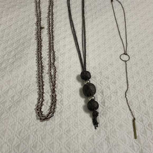 Betsy pittard necklace lot black beaded gold loop and crystal adjustable gold - Picture 5 of 9